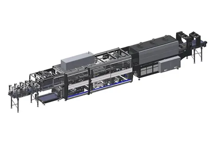 F&P packaging system for PET bottles before palletizing