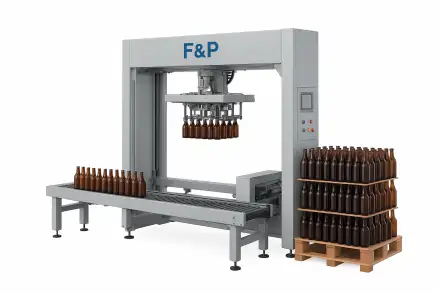 De-palletizer for beverage, glass filling, can filling seeming