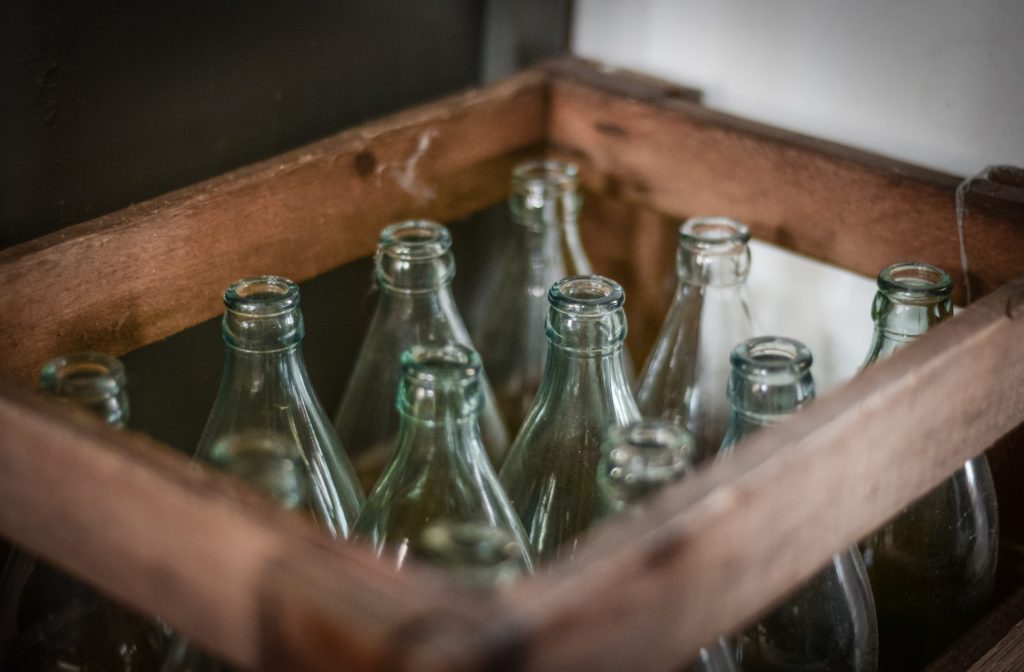 glass bottles filling glass bottle capping